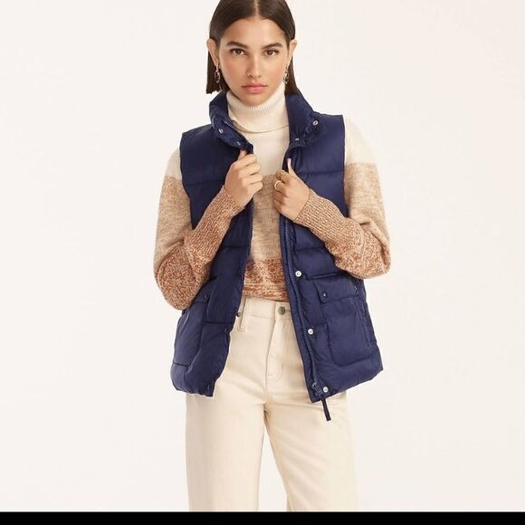 J CREW Navy Puffer Vest - Picture 1 of 9